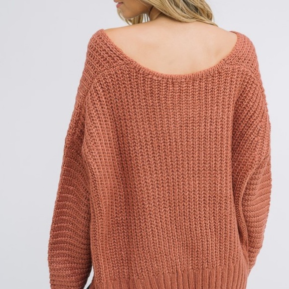 NWT Terracotta V-Neck Sweater - Picture 4 of 8